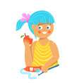 kids dental care concept girl with toothbrush vector image