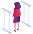 woman walking through security scanner gate metal vector image vector image