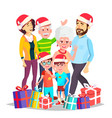 Christmas family celebrating mom dad vector image Christmas family celebrating mom dad