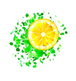 origami lemon slice with watercolor splash vector image