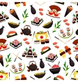 japanese cuisine seafood sushi seamless pattern vector image