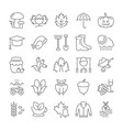 set flat line icons autumn vector image