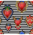 seamless pattern with traditional mexican hearts vector image vector image