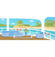 couch chair table on cruise liner deck with view vector image