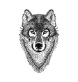 dotwork tattoo design stylized wolf face hand vector image