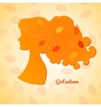 silhouette of female profile with leaves in her vector image