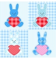 blue rabbits cards vector image vector image