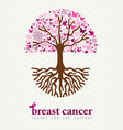 breast cancer awareness month pink spring tree art vector image