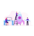 creative team rocket launch businesspeople set up vector image