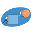 robot push sphere lead businessman with box vector image
