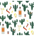 seamless pattern with green cactuses vector image