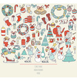 christmas set of hand drawn doodles in simple vector image