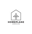 minimal home with airplane line logo design vector image
