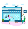 veterinarian doctor uniform with dog happy owner vector image