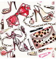 beauty and fashion watercolor cosmetics make up vector image