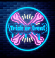 vintage dental emblem glowing neon sign on brick vector image