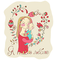color background with mother and baby flowers vector image
