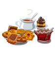 cookie jam and hot tea vector image