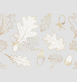 drawn oak leaves and acorns golden line vector image vector image
