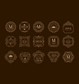 monogram logo template set golden heraldic badge vector image vector image