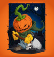 scary halloween pumpkin character vector image vector image