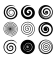 set of spiral and swirl motion elements black vector image