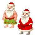 two figures santa claus dressed and underpants vector image