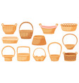 cartoon wicker baskets picnic basket empty gift vector image