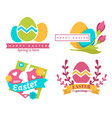 happy easter isolated icons color eggs and bunny vector image