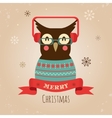 owl merry christmas card vector image vector image