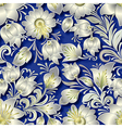 seamless silver floral ornament on blue background vector image
