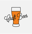 craft beer logo glass on white background vector image