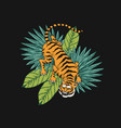 japanese tigers with tropical leaves wild animal vector image vector image