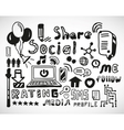 set of hand drawn social doodles vector image