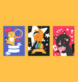 circus cat banner cute kitten pet trained animal vector image vector image