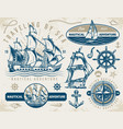 sea adventure set labels colorful vector image