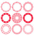 set round frames made wicker red hearts vector image vector image