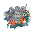 with buddha head flowers vector image