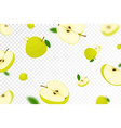 flying juicy apples seamless pattern background vector image
