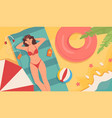 woman relax on beach concept vector image vector image
