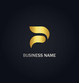p abstract initial gold logo vector image