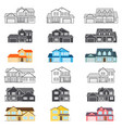 set of thin line icon suburban american vector image