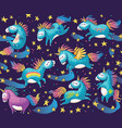 pattern with cute unicorns in cartoon style vector image