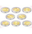set of two euro coins isolated on white vector image
