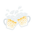 two clinking beer mugs with fly off foam icon vector image