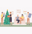 christmas with happy family at home cartoon vector image