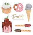 dessert watercolor hand paint collection vector image vector image