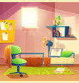 student small room cartoon bedroom dormitory vector image vector image