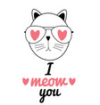 cute hand drawn cat i love vector image