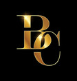 golden monogram initial letters bc vector image